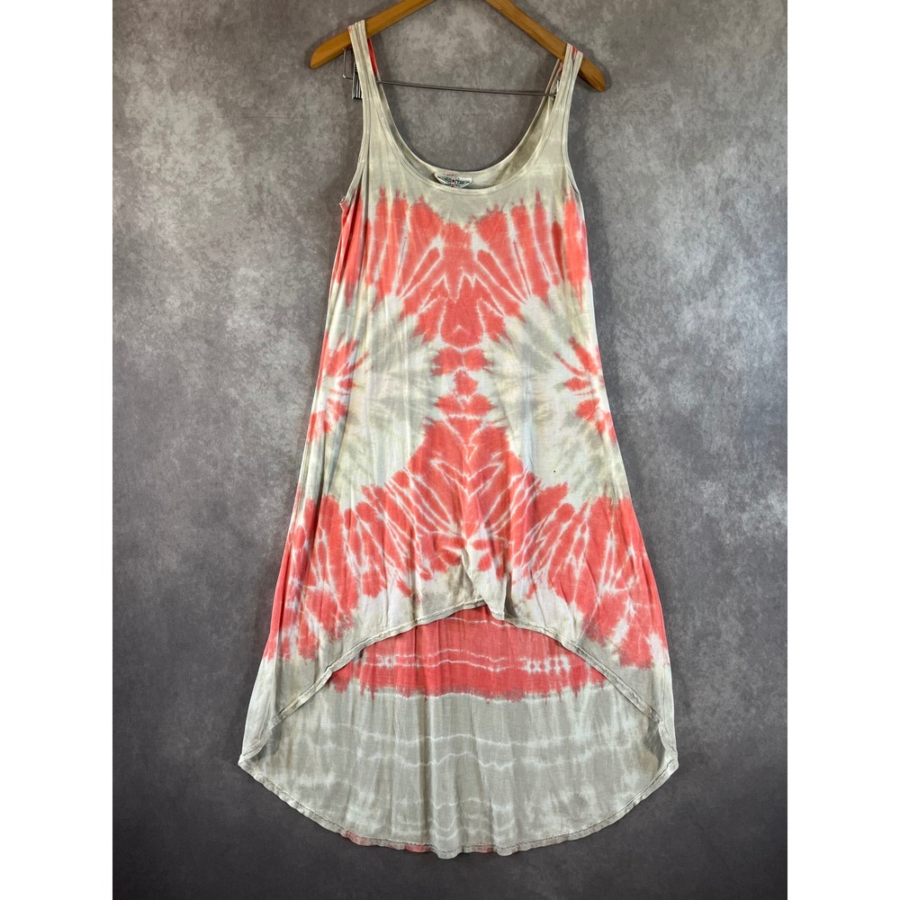 Hard Tail Forever Dress‎ Women S Coral Grey Tie Dye High Low Bamboo *See Desc*